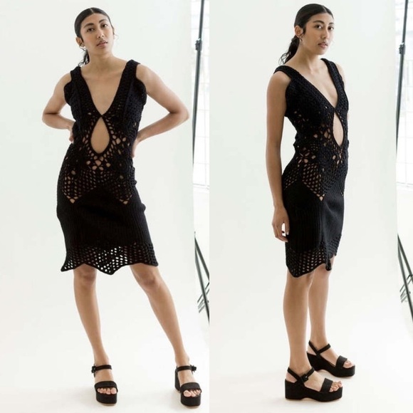 Tach Clothing New With Tags Fauna Crochet Dress In Black Size Large - Picture 2 of 15